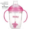 Nuby No Spill 360 Weighted Straw Grip N' Sip Tritan Cup with Hygienic Cover, 8 Oz, Trainer Cup (Pink/Teal) - Image 2