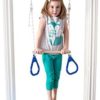 DreamGYM Doorway Swing for Kids Indoor - Trapeze Bar and Blue Gymnastic Rings Combo - Image 5