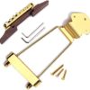Alnicov Set of 6 String Archtop Jazz Guitar Rosewood Bridge Height Adjustable & Tailpiece Trapeze for Jazz Guitar Parts,Gold - Image 5