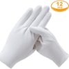 6 Pairs White Cotton Gloves for Inspection Cleaning Archive Photo Jewelry Silver Coin, Coyaho Work Gloves for Men Women Dry Hands Moisturizing SPA Eczema - Image 6