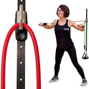 Myosource Space Saver Gym Resistance Bands Exercise Equipment for at Home Fitness Workout | Resistance Band Wall Anchor with 1 Rail and 1 Rail Car