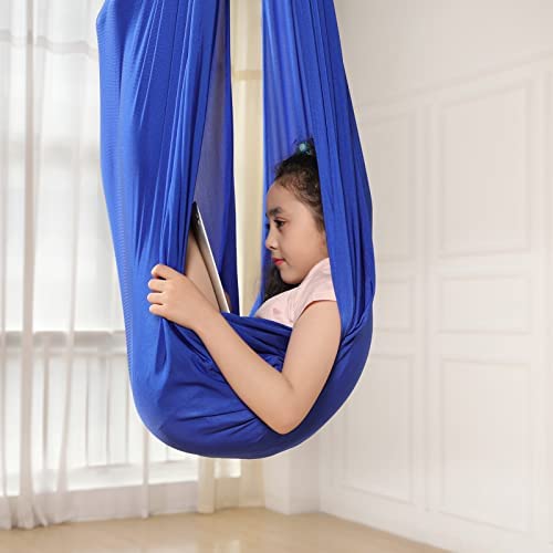 RXIRUCGD Aerial Silks Swing Seat for Kids, Nylon Stretch Hammmock Indoor, L-59'' W-110'' Aerial Yoga Stuff for Girls Exercise - Image 4