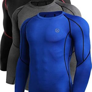 NELEUS Men's 3 Pack Dry Fit Long Sleeve Compression Shirts Workout Running Shirts