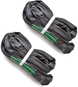 Black Spanset Round Slings 2-Pack for Aerial Hoop Rigging Safety Rated Nylon Sling for Yoga Hammock Aerial Silks Wrap Over Tree Limbs or Beams