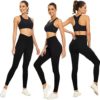 V Cross Waist Leggings for Women-Tummy Control Soft Workout Running High Waisted Non See Through Black Yoga Pants - Image 4