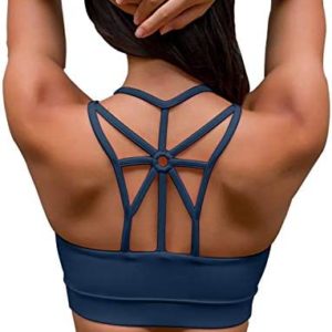 YIANNA Sports Bras for Women Cross Back Padded Sports Bra Medium Support Workout Running Yoga Bra