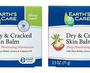 Earth's Care Dry and Cracked Skin Balm Moisturizer for Dry Skin - Cracked Hands Repair Cream - Foot Cream for Dry Heels 2.5 OZ (2 Jars)