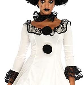 Leg Avenue Women's 3 Pc Pierrot Clown Costume with Dress, Neck Piece, Hat