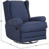 Amazon Brand – Ravenna Home Manning Upholstered Swivel Glider Recliner, 34.6"W, Blue - Image 4