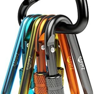 Zalava 6pcs 2”D-Clip Durable Locking Carabiner Keychain Clip,Keychain Clip Hook
