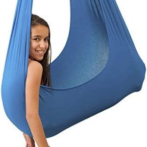 LHHL Sensory Therapy Swing Premium Aerial Silk Yoga Swing Aerial Yoga Hammock for Antigravity Aerial Fitness Inversion Exercises Improved Flexibility & Core Strength (Color : Blue, Size : 100x280cm)