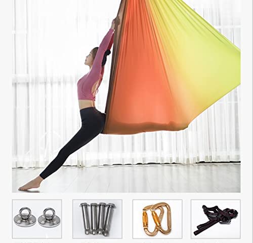 LJYT Yoga Swing Set, Aerial Yoga Hammock Hammock/Sling/Inverted Tool, Elastic Hanging Color Cloth Suitable for Home or Gym Fitness, Family, Increase Flexibility (Color : B) - Image 8