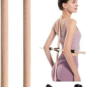 2 Pcs Yoga Sticks for Back Posture, Posture Correction Wooden Sticks with Stick Buckle, Humpback Correction Stick, Open Your Shoulder, Open Back Your Body, Shape The Perfect Figure