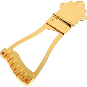 LYWS Guitar Bridge Trapeze Tailpiece For Archtop Jazz Guitar Parts Hollow Body (Gold)