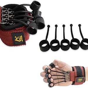 SHXJHXC Finger Exercisers & Hand for Strength Grip Strengthener,Training with Alpha Gripz Trainer Stretcher, Strengthening Equipment for Wrist Physical Therapy Forearm Extensor (Red)
