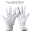 White Cotton Gloves, McoMce 6 Pairs Moisturizing Cosmetic Night Cotton Gloves for Eczema, Moisturizing Gloves for Dry Hands, Cotton Gloves for Hand Spa, White Gloves for Coin Jewelry Inspection (XL) - Image 3