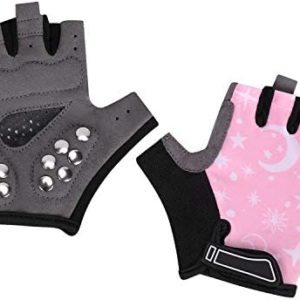 Kids Fingerless Cycling Gloves Child Driving Sunscreen Riding Half Fingers Anti-UV Protection Touchscreen Cooling Breathable Gloves Sports Non-Slip Grip Bike Golf Outdoor Workout Mittens