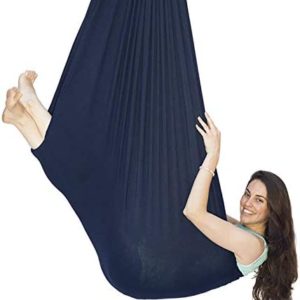 LHHL Sensory Therapy Swing Premium Aerial Silk Yoga Swing Aerial Yoga Hammock for Antigravity Aerial Fitness Inversion Exercises Improved Flexibility & Core Strength (Color : Black, Size : 150x280cm)