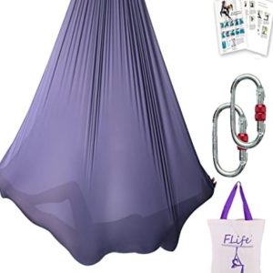 Aerial Yoga Hammock 5.5 Yards Premium Aerial Silk Fabric Yoga Swing for Antigravity Yoga Inversion Include Daisy Chain,Carabiner and Pose Guide (Dark Grey 2)