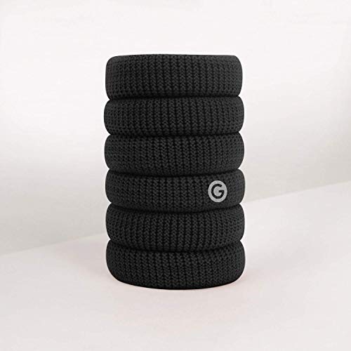 GIMME Bands Thick Fit Hair Ties | No Break Microfiber Thick Hair Elastics | Firm Yet Gentle Hold with No Snagging, Dents, or Breakage | Black Onyx