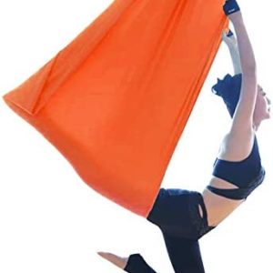 AGGJ Premium Aerial Silks Equipment Yoga Hammock Swing Set Gravity Elastic Aerial Carabiner and Daisy Chain for Yoga Anti-Gravity Pilates (Color : Orange, Size : 100x280cm)