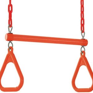 Machrus Swingan 18” Trapeze Swing Bar for Kids- Heavy Duty Monkey Bar for Swing Set- Swing Ring with 30” Coated Chains & 2 Snap Hooks- Swing Set Accessories for Outdoor Backyard, AntiRust, Max 440lbs