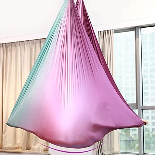 LJYT Yoga Swing Set, Aerial Yoga Hammock Hammock/Sling/Inverted Tool, Elastic Hanging Color Cloth Suitable for Home or Gym Fitness, Family, Increase Flexibility (Color : B) - Image 6