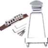 Alnicov Set of 6 String Archtop Jazz Guitar Rosewood Bridge Height Adjustable Tailpiece Trapeze for Jazz Guitar Parts,Chrome - Image 3
