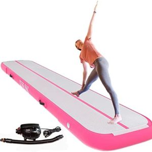 XUNLONG Air Mat Tumble Track 4/8 inchs Thickness Inflatable Gymnastics Training Mat 10ft/13ft/16ft/20ft with Electric Air Pump for Cheerleading/Training/Water Fun/Park/Home use