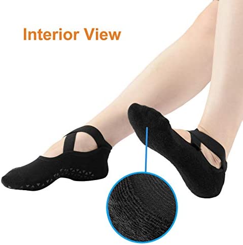 Pauboland Women's Padded Cushion Non-Slip Piyo Barre Pilate Ballet Yoga Socks with Grips - Image 3