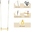 YAERSI Wooden Trapeze with Plastic Gym Rings Trapeze Swing Bar with Adjustable Rope for Indoor Playground 2 in 1 Swing Set - Image 3