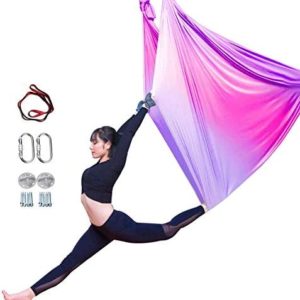 YKXIAOYU Aerial Yoga Hammock Set,Premium Aerial Silk Yoga Swing for Antigravity Yoga, Inversion Exercises, Improved Flexibility & Core Strength - Mounting Accessories Included