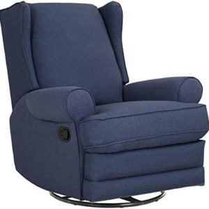 Amazon Brand – Ravenna Home Manning Upholstered Swivel Glider Recliner, 34.6"W, Blue
