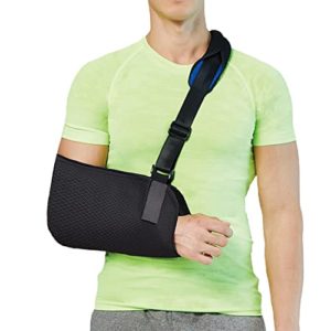 Aastin Arm Sling Shoulder Immobilizer for Women, Men, Teenagers, Adjustable Shoulder Sling Strap with a Foam Neck Pad for Wrist, Elbow, Shoulder Injury (L)
