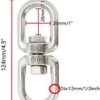 Rannb Eye to Eye Swivel 1250Kg/2755LBS Working Load Stainless Steel Double Eye Swivel 12mm 1/2" Loop Dia - Image 2