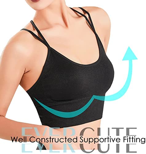 Evercute Cross Back Sport Bras Padded Strappy Criss Cross Cropped Bras for Yoga Workout Fitness Low Impact - Image 3