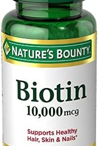Nature’s Bounty Biotin, Supports Healthy Hair, Skin and Nails, 10000 mcg, Rapid Release Softgels, 120 Ct