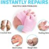 Moisturizing Fingerless Gloves and Heel Socks - Cold Therapy Gel Moisturizing Gloves and Heel Socks - Gel Spa for Moisturize Soften Repairing Dry Cracked Hands Feet Skin Care(Pink) - Image 2