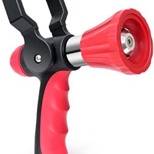 STYDDI Fireman Style Hose Nozzle with Ergonomic Rubber Grip, Heavy Duty Metal Fireman Nozzle with Large On/Off Lever and Adjustable Spray Patterns, for Car Washing, Patio Cleaning