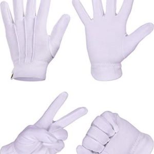 White Stitched Cotton Gloves for Formal Tuxedo Jewelry Inspection, White Gloves for Men, 23 cm/ 9 inches