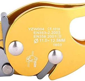 Climbing Rope Grab, Self-Braking Stop Descender for 11-12.5mm Rope Clamp Grab Rescue Rappel Ring Climbing Gear