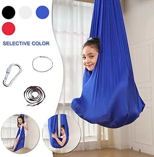 RXIRUCGD Aerial Silks Swing Seat for Kids, Nylon Stretch Hammmock Indoor, L-59'' W-110'' Aerial Yoga Stuff for Girls Exercise - Image 5