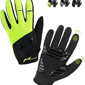 Kemimoto Full Finger Cycling Gloves for Men/Women, Touchscreen Mountain Bike Gloves with Anti-Slip Shock-Absorbing Gel Pad, Breathable Workout Gloves for Gym Training, Mountain Bike,Exercising