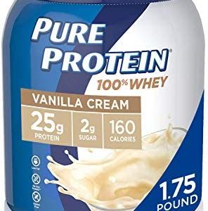Whey Protein Powder by Pure Protein, Gluten Free, Vanilla Cream, 1.75 Lbs