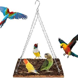 Bird Perch Stand Toy, Bird Food Holder, Natural Wooden Bird Cage Accessories, Bird Standing Climbing Perch for Parrot, Cockatiel, Rat, Parakeet, Budgies, Love Birds