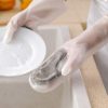 UOJO Reusable Household Cleaning Gloves and Non-Slip Grip Reusable Unlined Dishwashing Gloves Cleaning Brush (Grey-Brush-Halfpalm) - Image 2