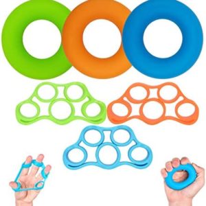 Hand Grip Strength Trainer, (6pcs) Hand Exerciser, Finger Stretchers, Hand Grip Exerciser Strengthener, Relieve Carpal Tunnel, Hand Therapy, Perfect for Musicians, Athletes, Rock Climbing