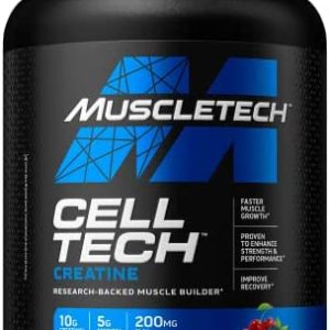 Creatine Monohydrate Powder | MuscleTech Cell-Tech Creatine Powder | Post Workout Recovery Drink | Muscle Builder for Men & Women | Muscle Building Creatine Supplements | Fruit Punch, 3 lbs (28 Serv)