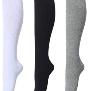 Leotruny 3 Pairs Women's Cotton Opaque Knee High Socks