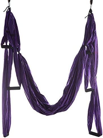 ROBDAE Aerial Yoga Swing Anti-Gravity Aerial Yoga Hang Parachute ClothYoga Studio Aerial Hammock Indoor for Air Yoga Inversion Exercises (Color : Purple, Size : 245x140cm) - Image 4